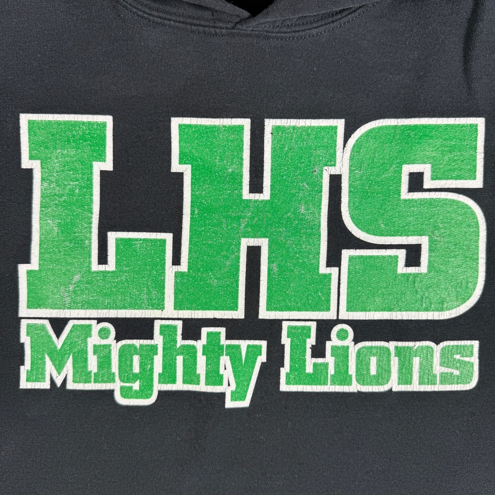 LHS Mighty Lions Hoodie Size Medium Lafayette High School Black Sweatshirt - Picture 2 of 8